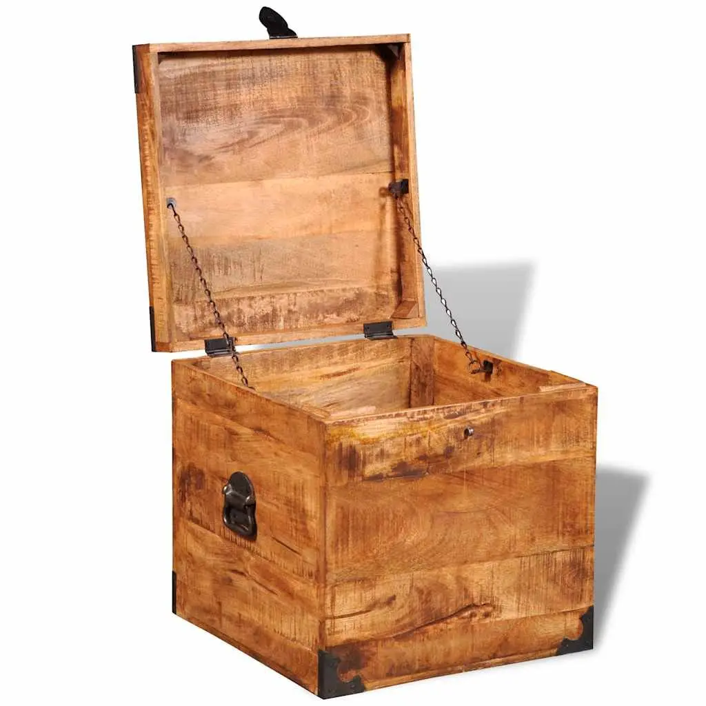 Cubic Storage Chest Handmade Solid Mango Wood Brown Bedroom Cabinet