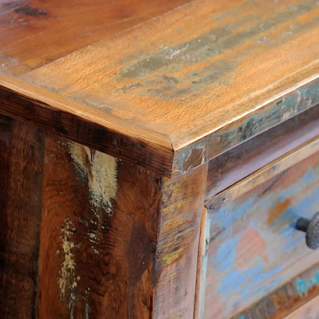 Bedside Table Reclaimed Wood 2 Drawers Antique Style Brown