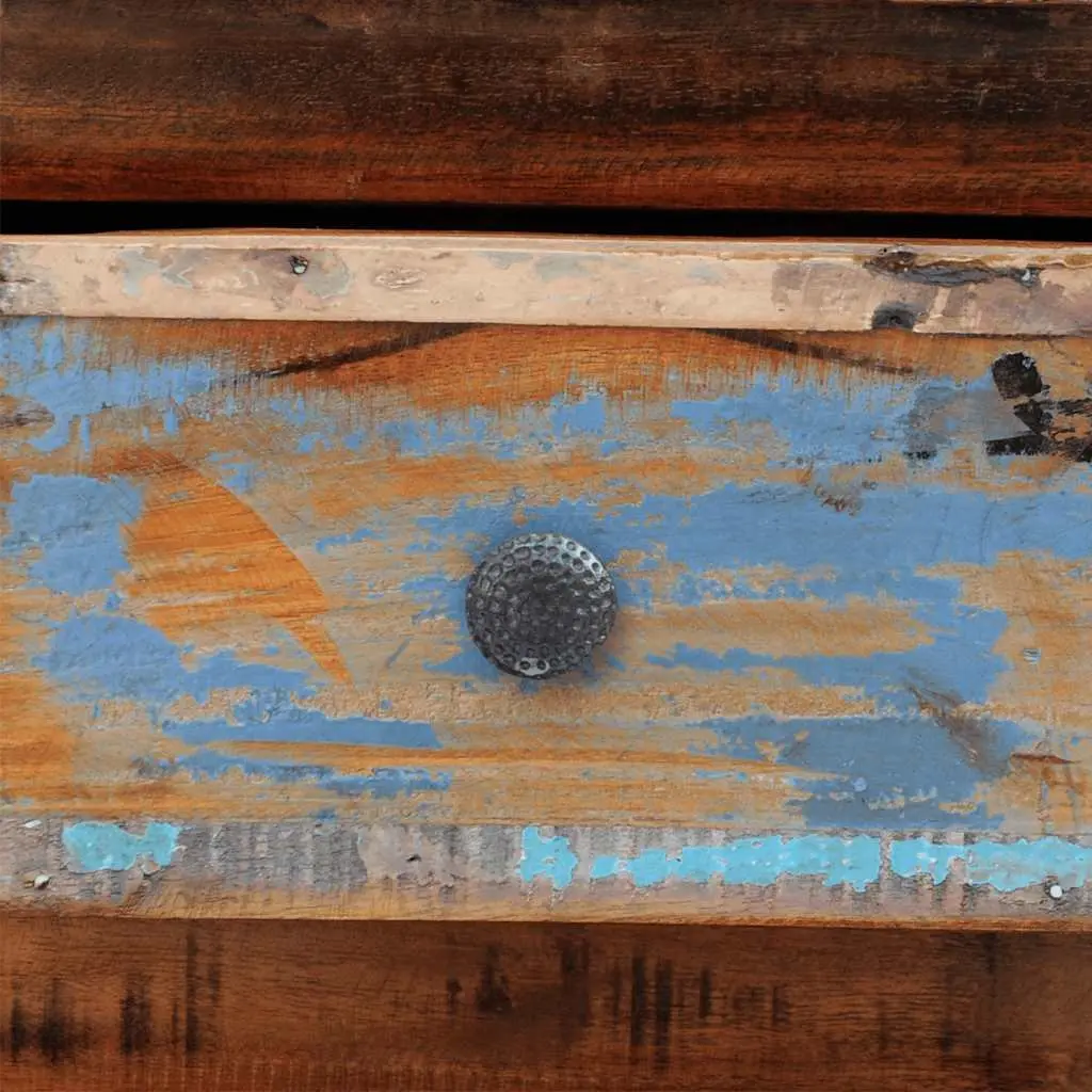 Bedside Table Reclaimed Wood 2 Drawers Antique Style Brown