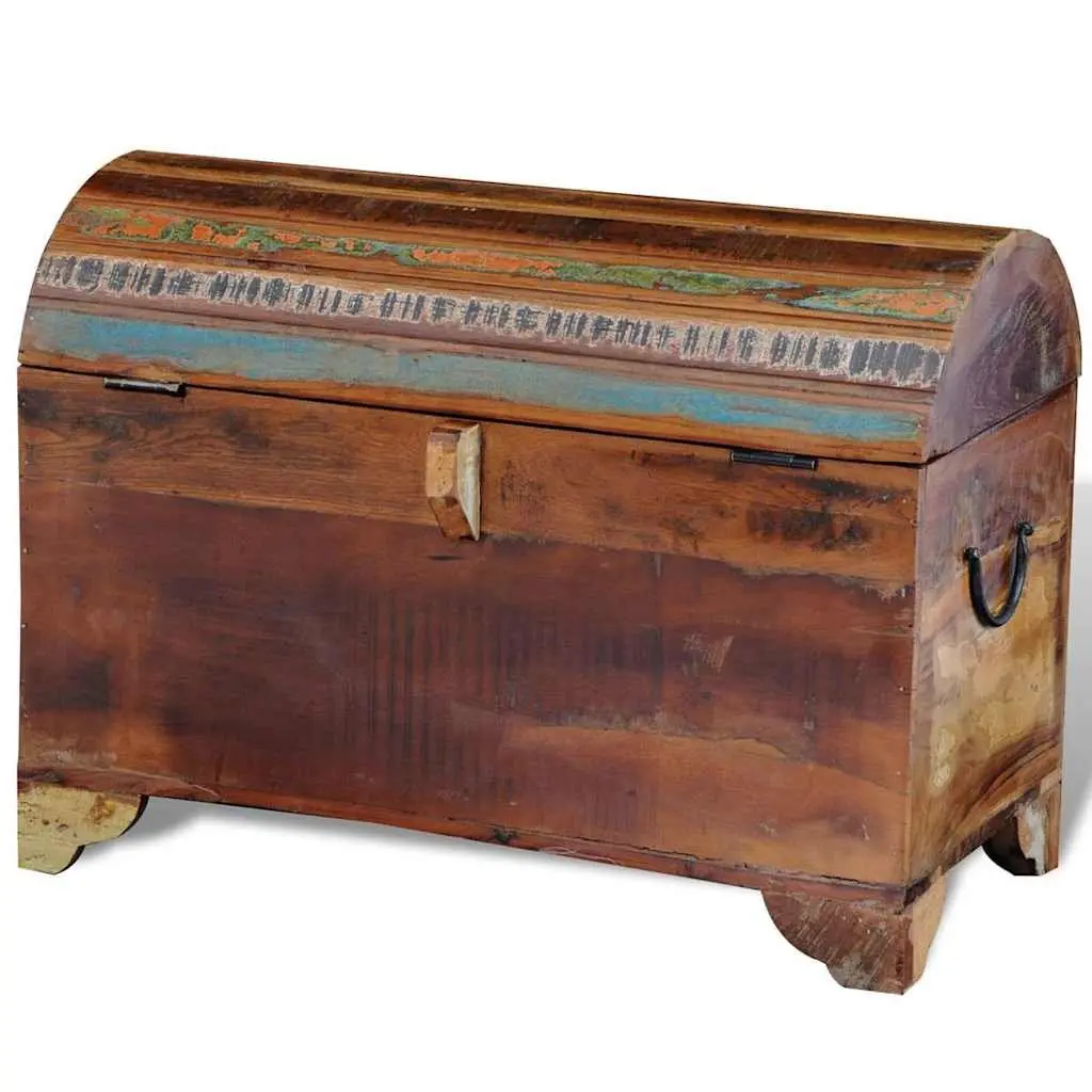 Reclaimed Wood Storage Chest Antique Style Brown Solid Large