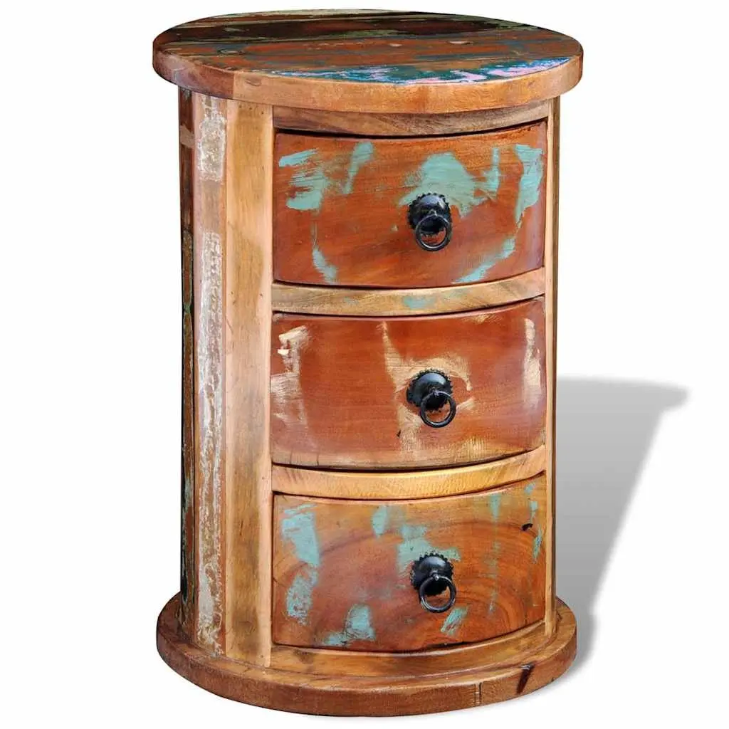 Storage Cabinet with 3 Drawers Solid Reclaimed Wood Brown Antique Style