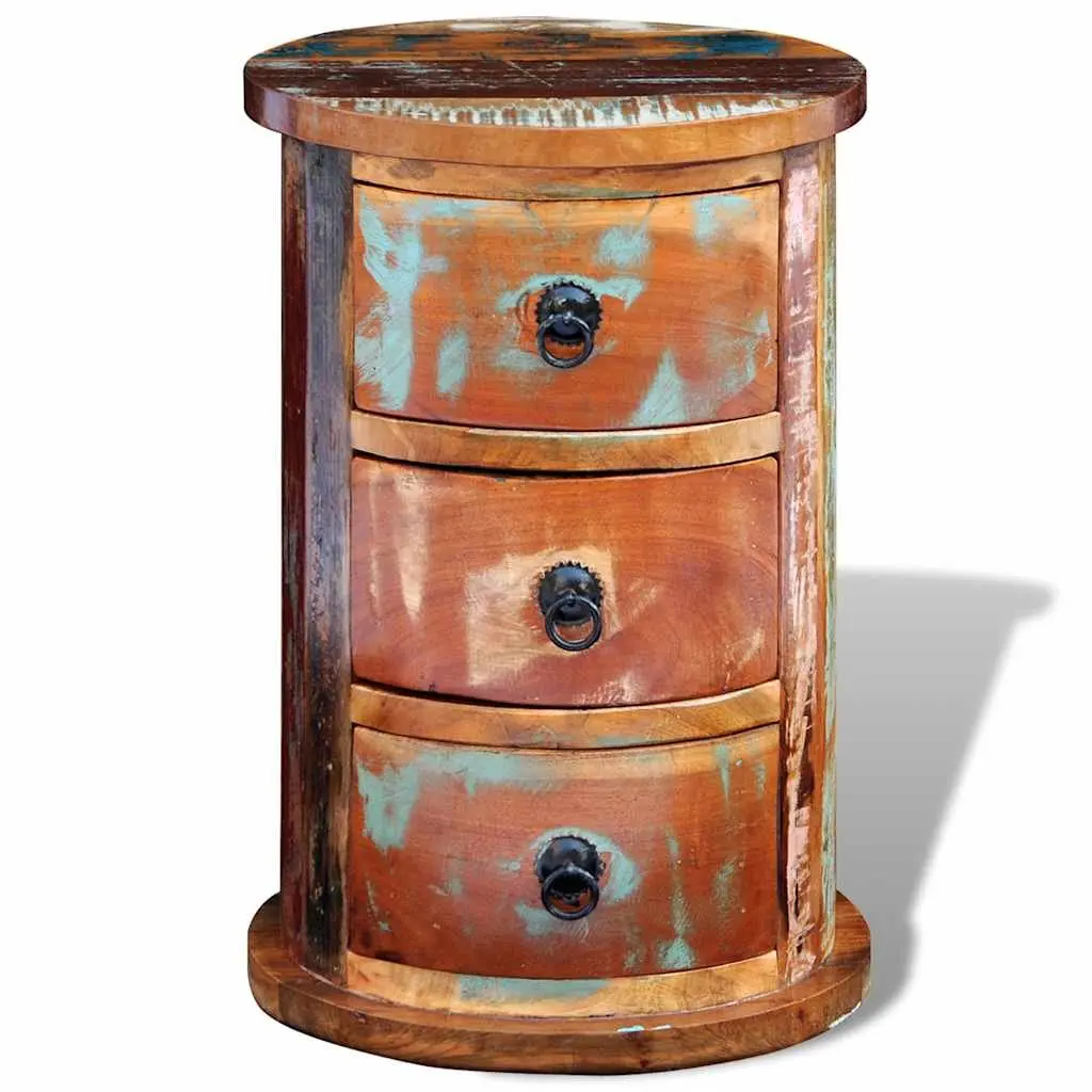 Storage Cabinet with 3 Drawers Solid Reclaimed Wood Brown Antique Style