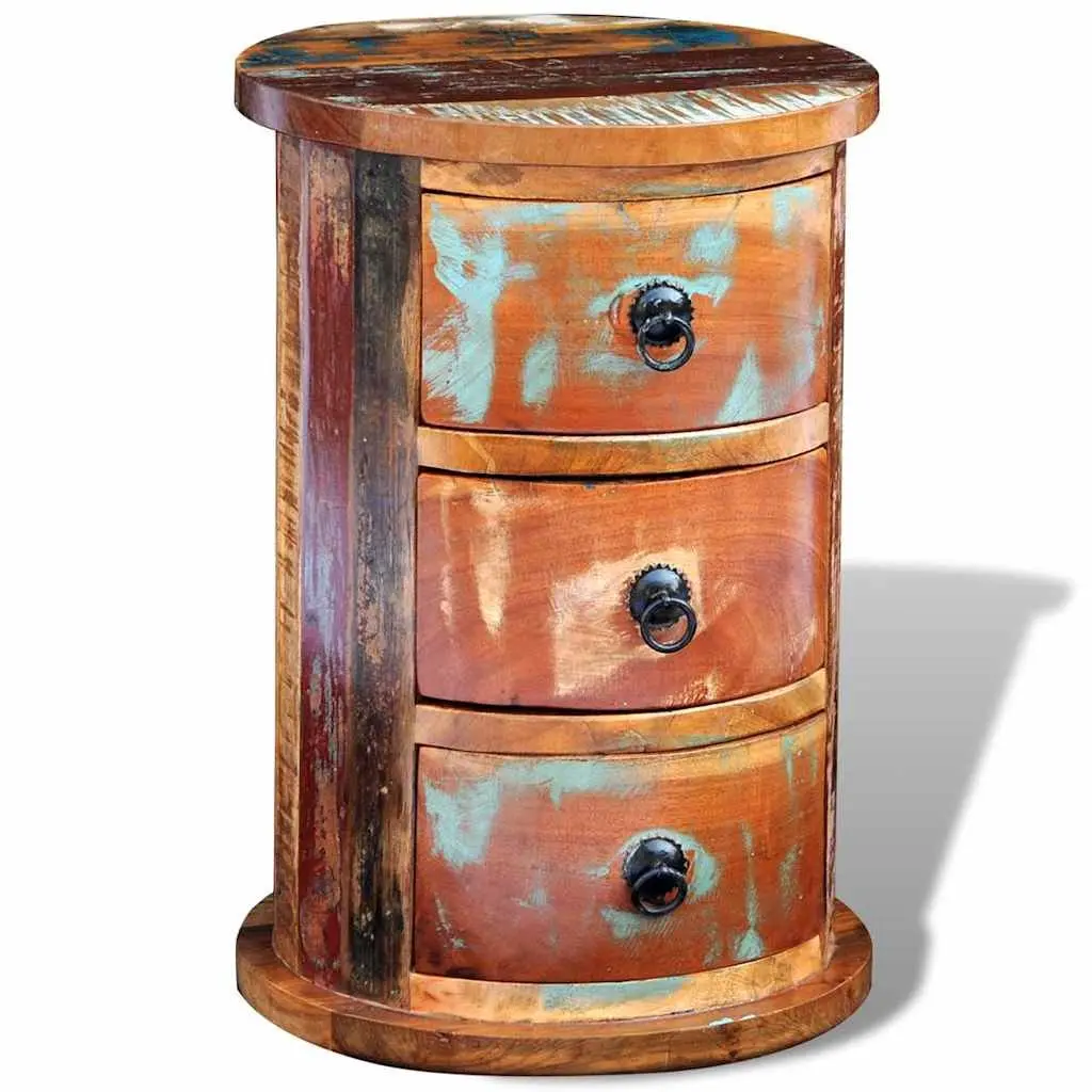 Storage Cabinet with 3 Drawers Solid Reclaimed Wood Brown Antique Style