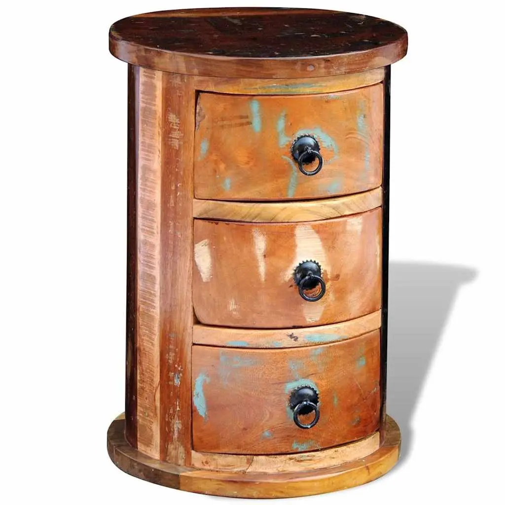 Storage Cabinet with 3 Drawers Solid Reclaimed Wood Brown Antique Style