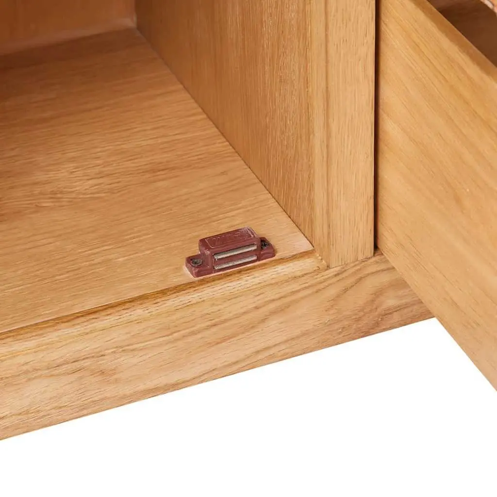 Wooden Sideboard Solid Oak 110cm Brown 3 Drawers 2 Cupboards Storage Cabinet
