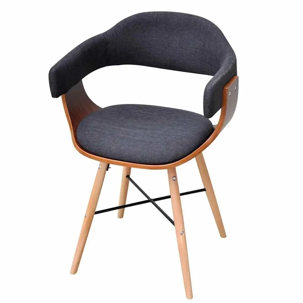 Dining Chairs Fabric Upholstered Bent Wood Frame Grey 2 Piece