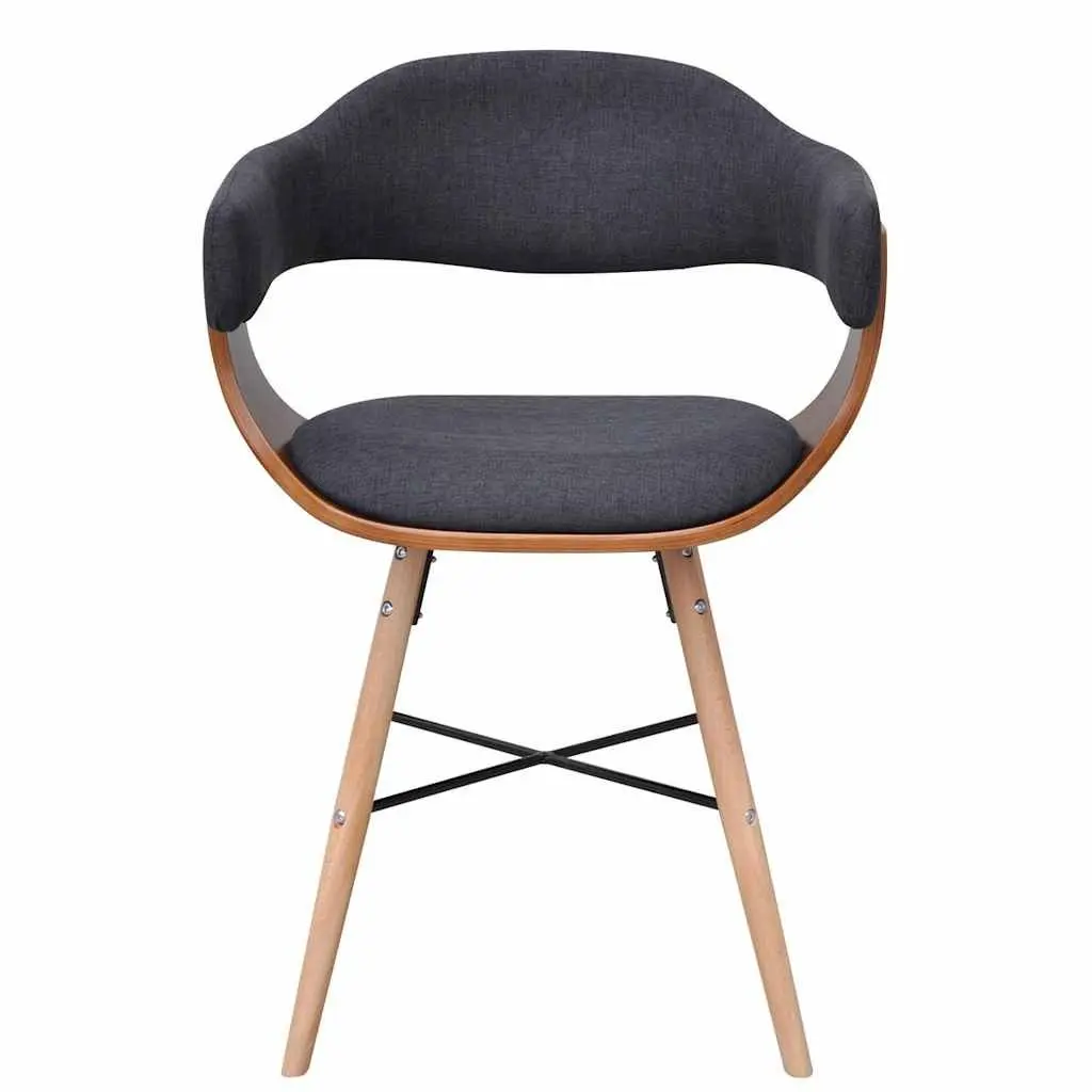 Dining Chairs Fabric Upholstered Bent Wood Frame Grey 2 Piece