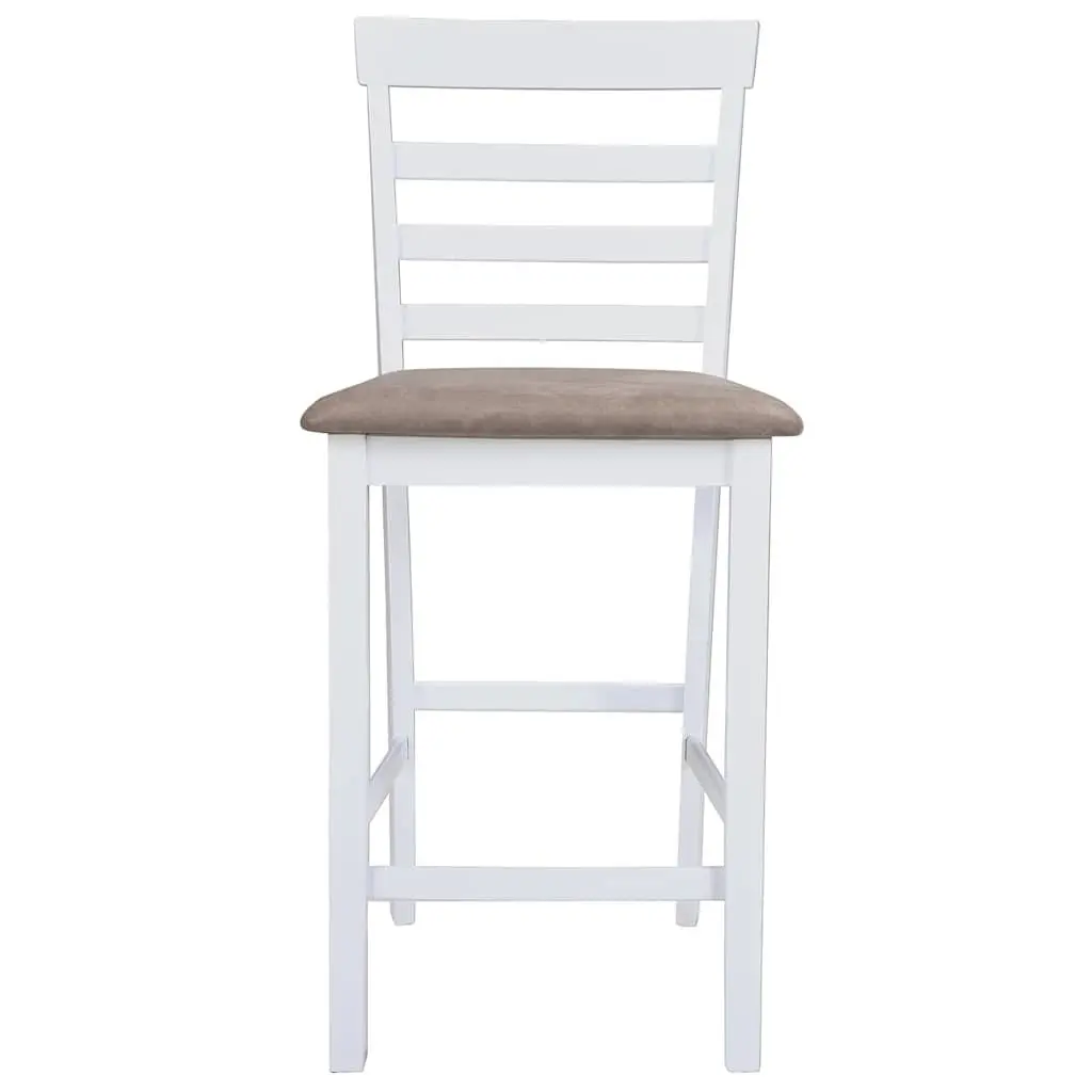 Bar Stools Foam Padded Seat White Fabric Kitchen Dining Chair 2 Piece Set