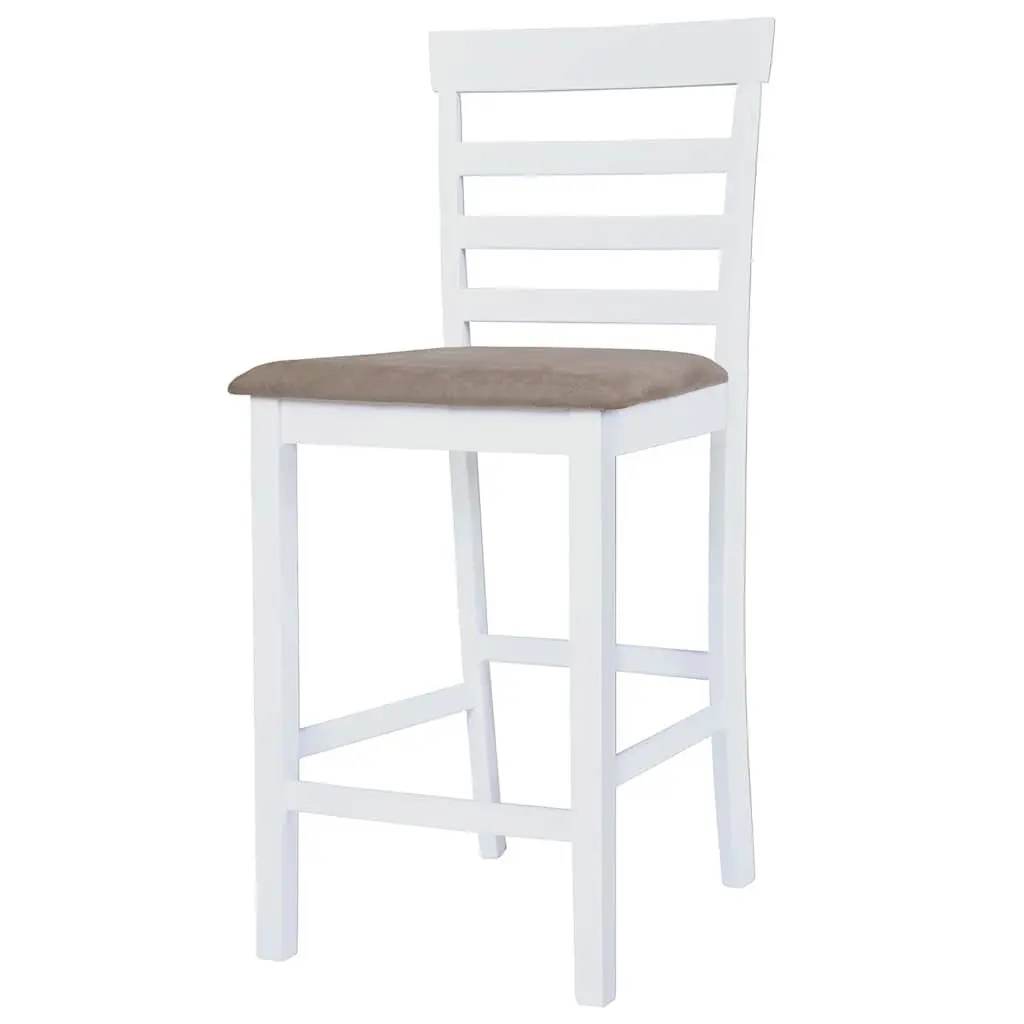 Bar Stools Foam Padded Seat White Fabric Kitchen Dining Chair 2 Piece Set
