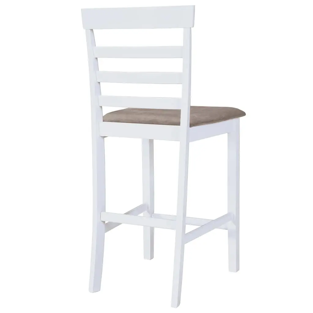 Bar Stools Foam Padded Seat White Fabric Kitchen Dining Chair 2 Piece Set