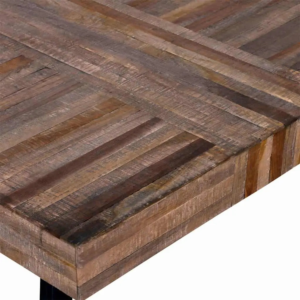 Coffee Table Reclaimed Teak Wood Square Brown Accent Living Room