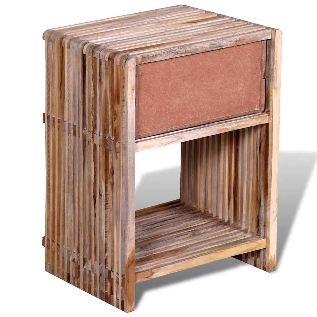 Wooden Vintage Bedside Table Brown Nightstand with Drawer and Shelf Storage