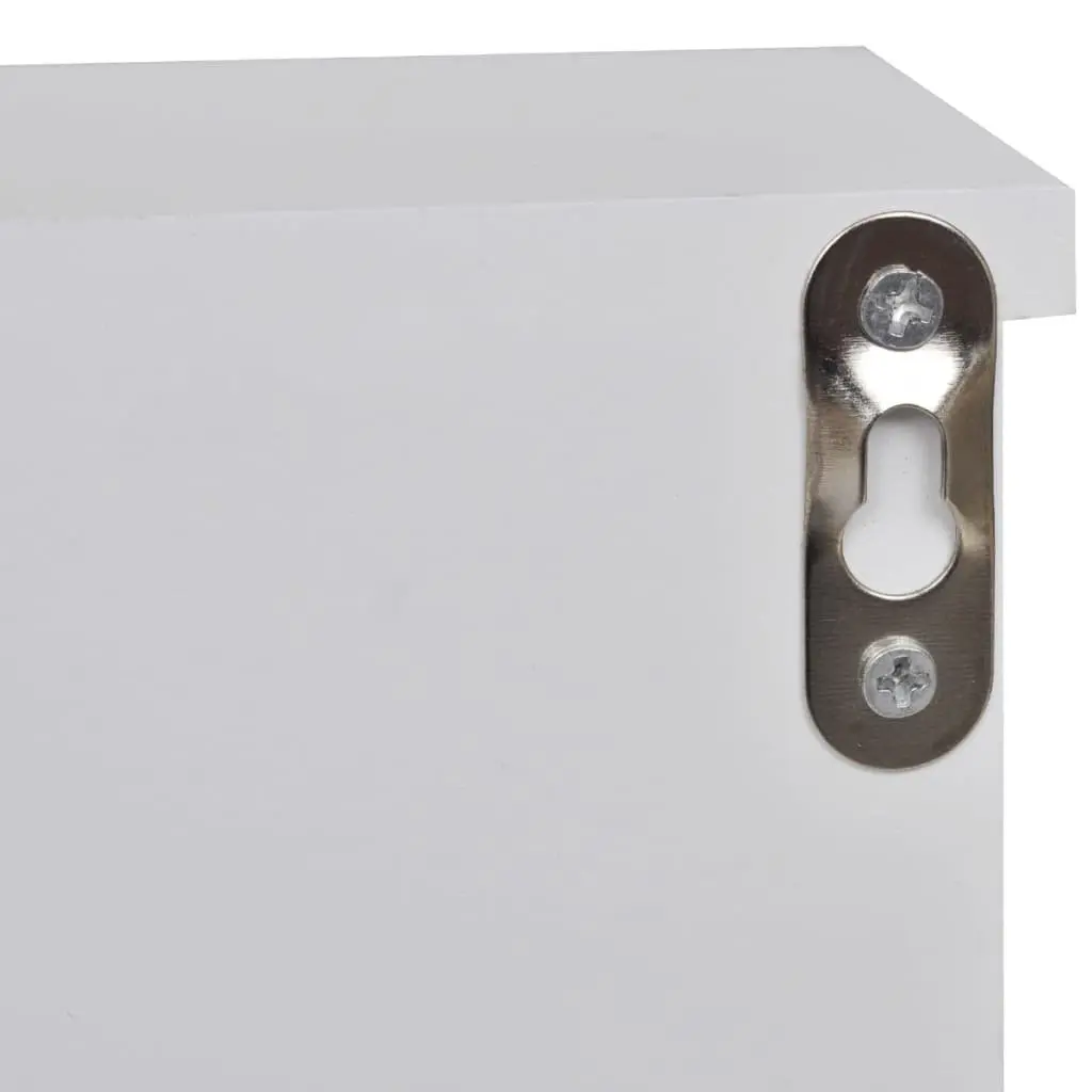 Wall Mounted Cabinet for Jewelry and Key Storage White MDF with Doors Hooks and Middle Shelf