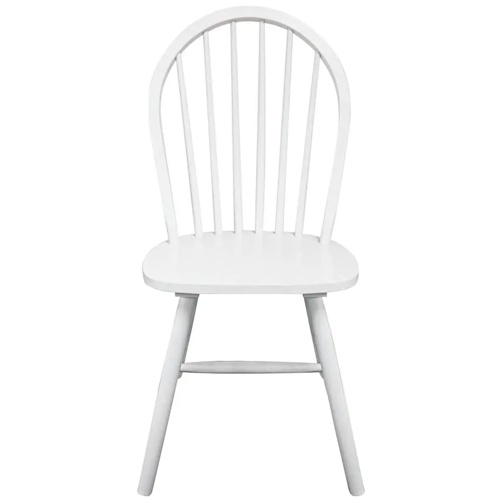 Dining Chairs 4 pcs White Kitchen Room Seating Rounded Backrest Rubber Wood Set