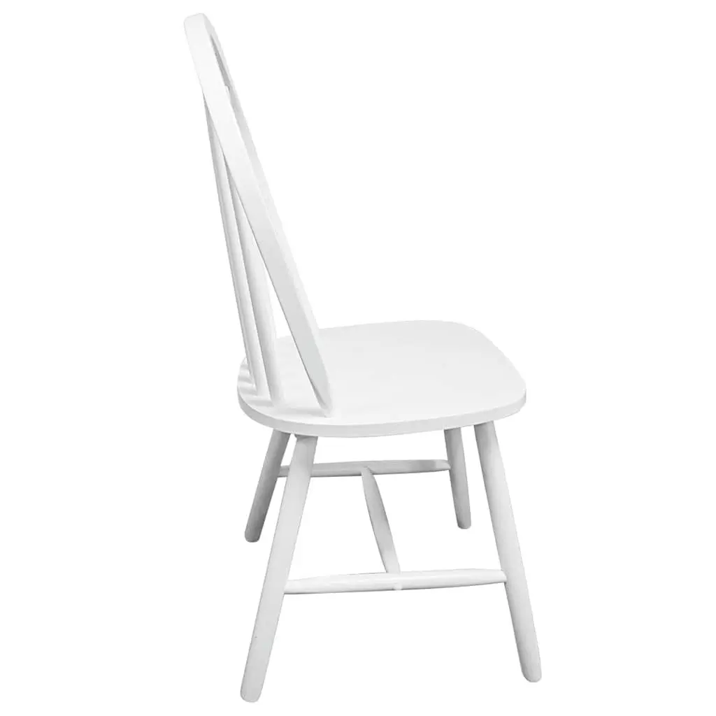 Dining Chairs 4 pcs White Kitchen Room Seating Rounded Backrest Rubber Wood Set