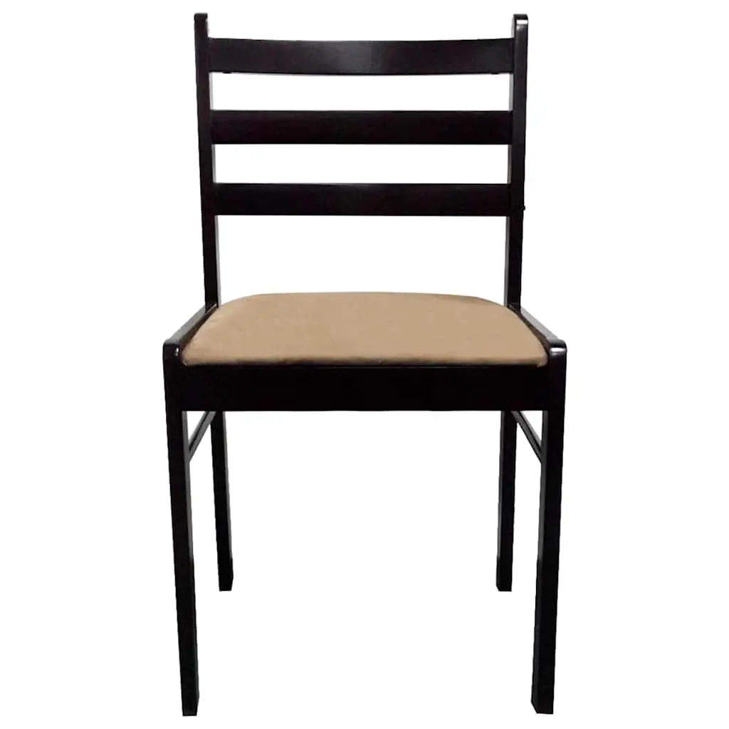 Dining Chairs Wooden Frame Padded Velvet Seat Square Backrest Brown