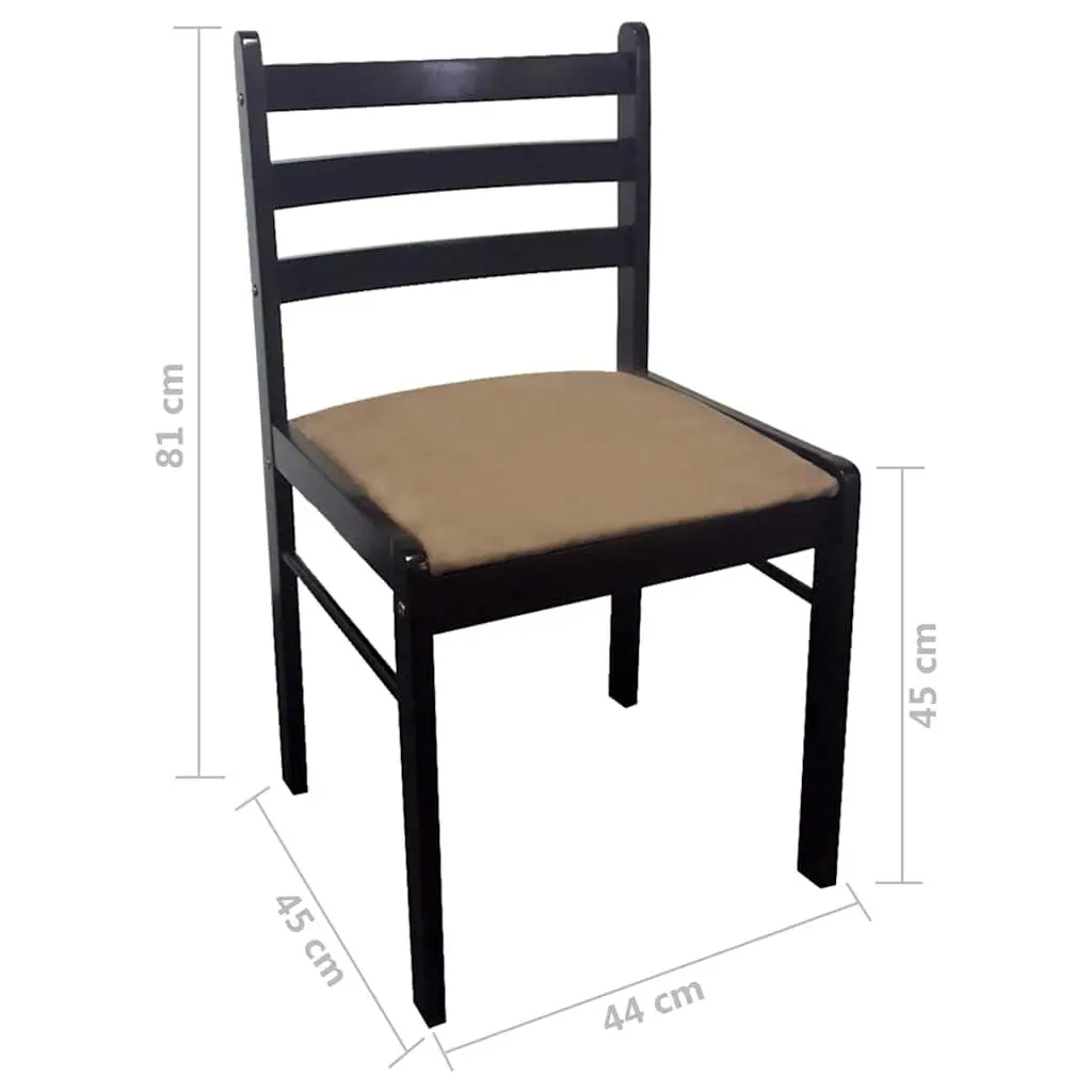 Dining Chairs Wooden Frame Padded Velvet Seat Square Backrest Brown
