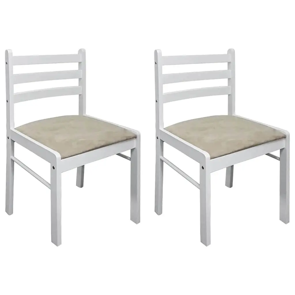 Set of 2 Padded White Dining Chairs