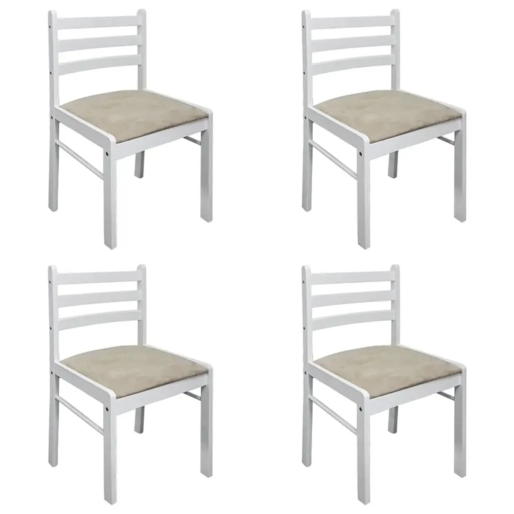 Dining Chairs Set of 4 White Kitchen Seating Rubberwood Padded Seat Backrest