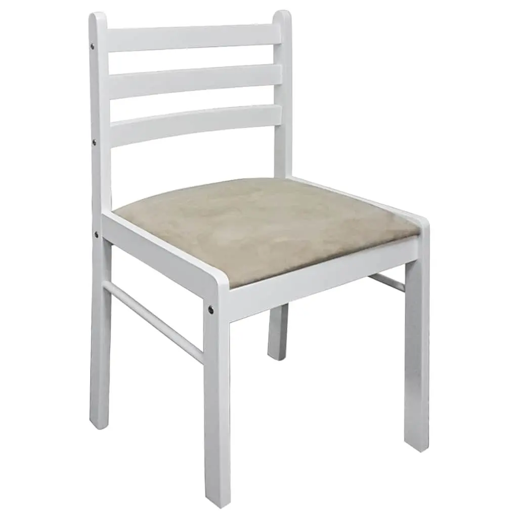 Dining Chairs Set of 4 White Kitchen Seating Rubberwood Padded Seat Backrest
