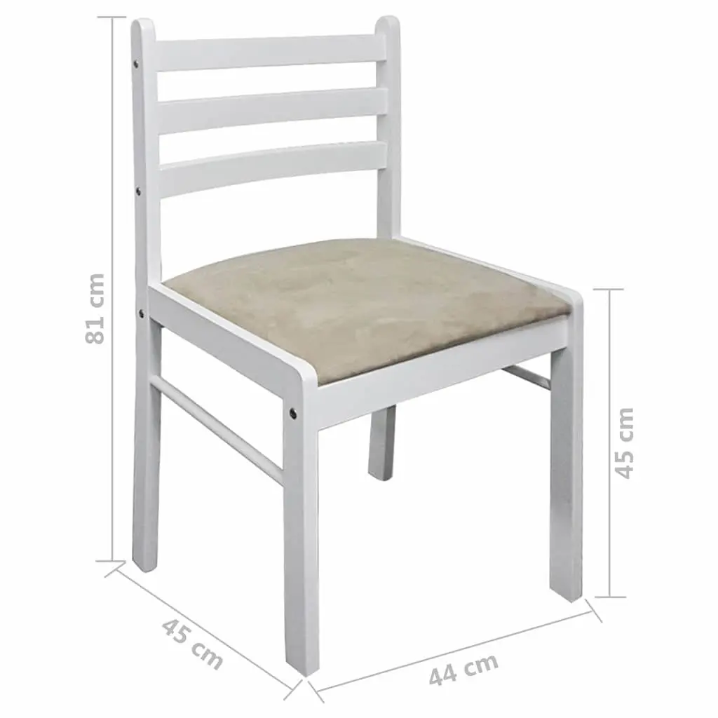 Dining Chairs Set of 4 White Kitchen Seating Rubberwood Padded Seat Backrest