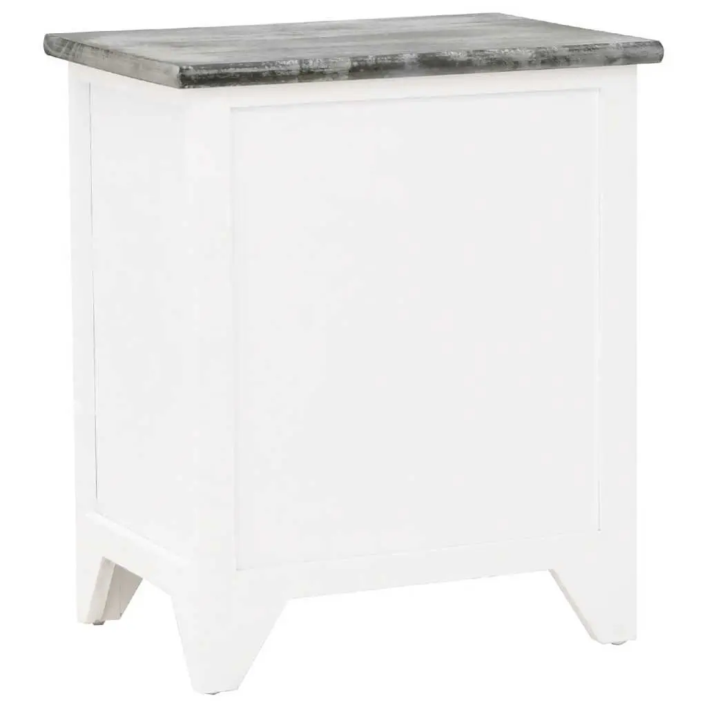 Bedside Table Set Plywood Paulownia Wood 2 pcs Grey White Nightstand Cabinet