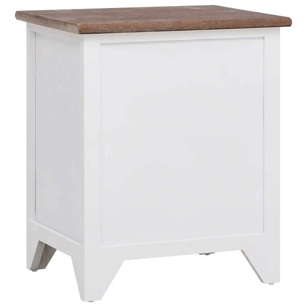 Nightstand Storage Cabinets Plywood 2 Drawer Brown and White Set for Bedroom