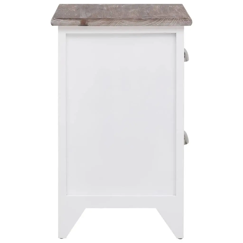 Nightstand Storage Cabinets Plywood 2 Drawer Brown and White Set for Bedroom