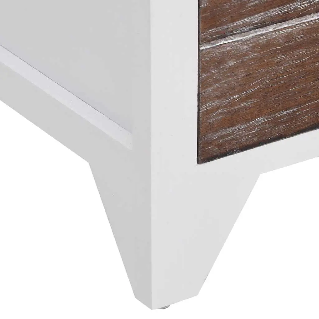 Nightstand Storage Cabinets Plywood 2 Drawer Brown and White Set for Bedroom