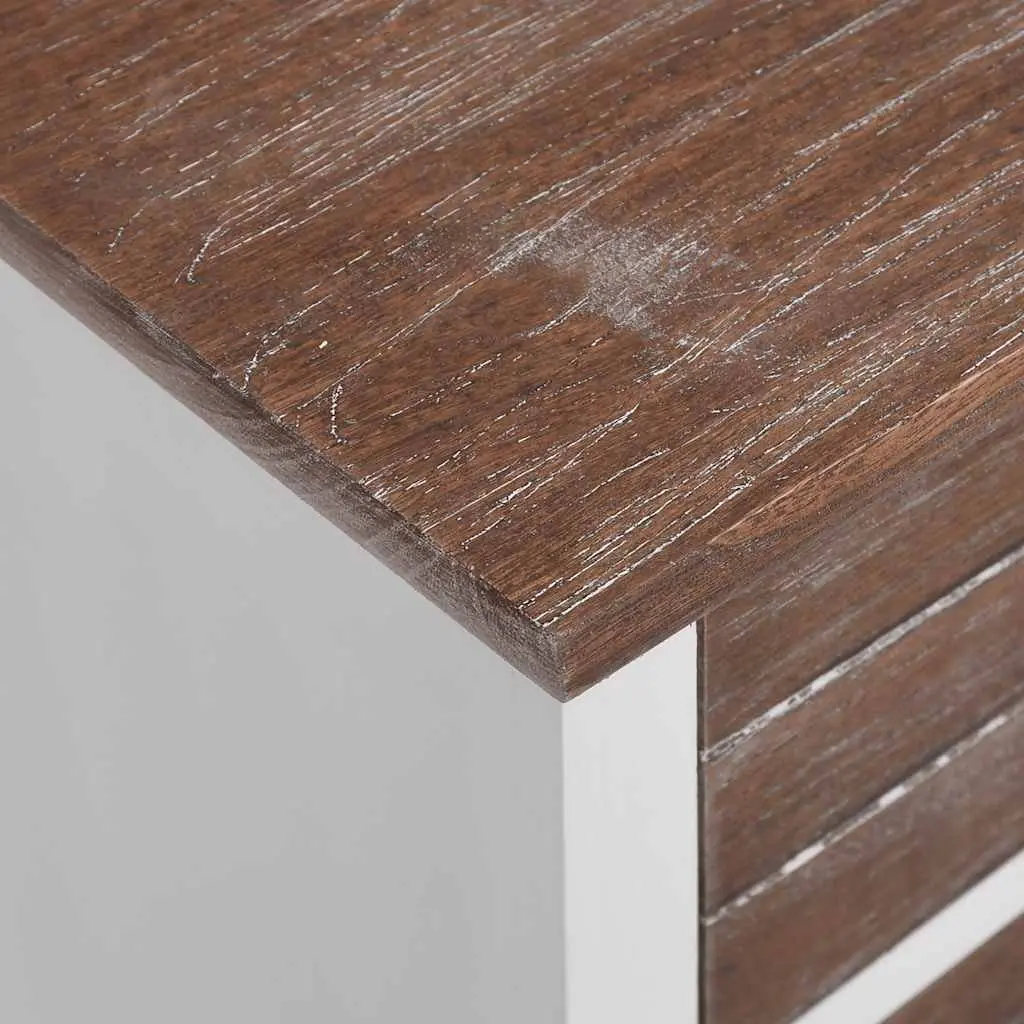 Nightstand Storage Cabinets Plywood 2 Drawer Brown and White Set for Bedroom