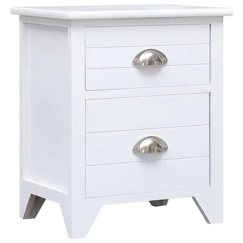 Bedside Tables Plywood and Paulownia Wood 2 Drawer White Nightstands