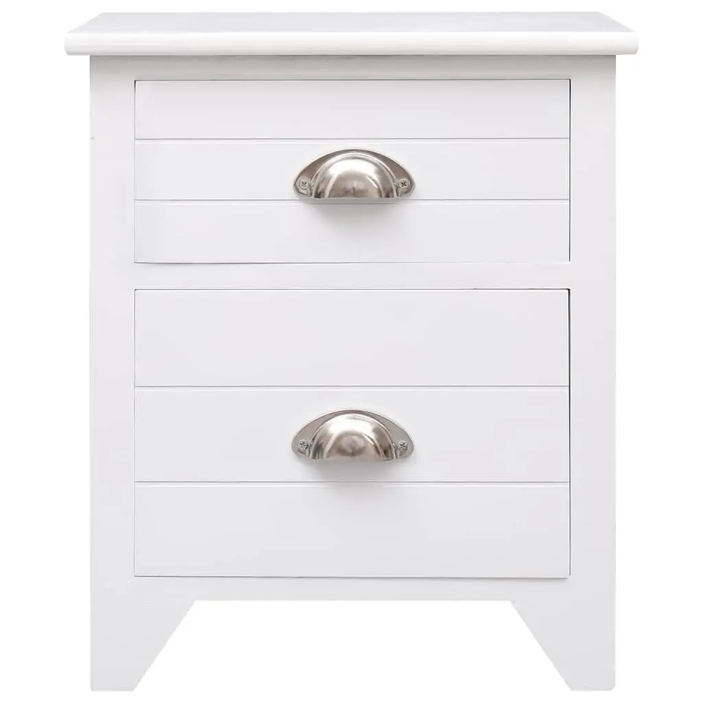 Bedside Tables Plywood and Paulownia Wood 2 Drawer White Nightstands