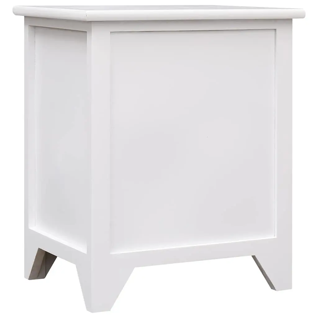 Bedside Tables Plywood and Paulownia Wood 2 Drawer White Nightstands