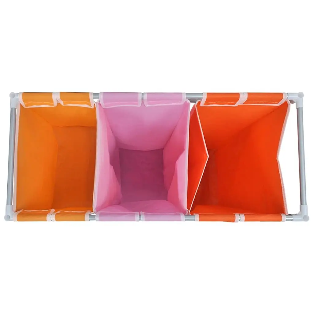 3-Section Laundry Sorter Hamper Iron Frame Multicolour Fabric Compartment