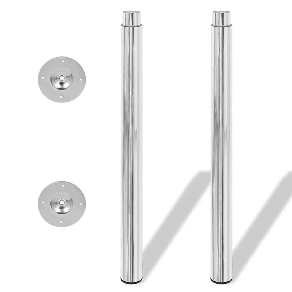 Telescopic Table Legs Adjustable Chrome 710mm to 1100mm Set of 2