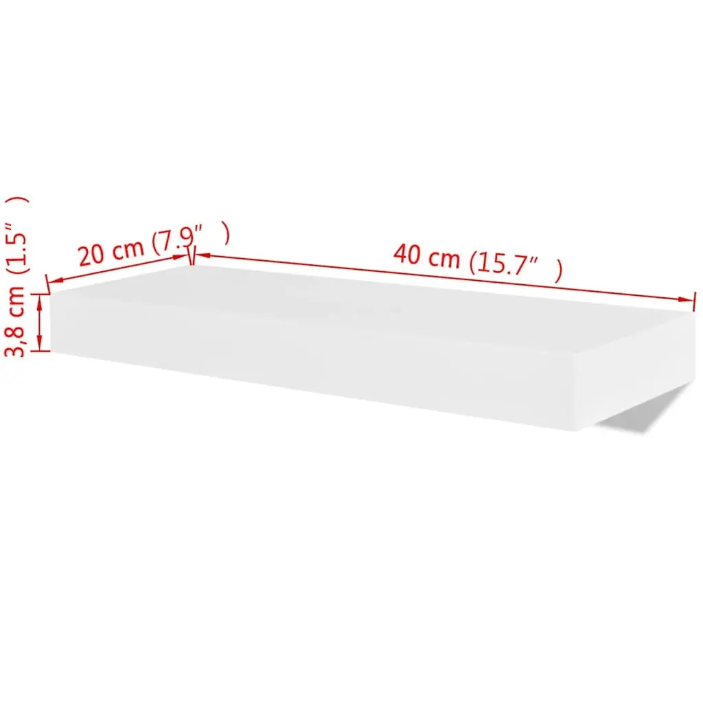 Floating Wall Shelves MDF White 2 Piece