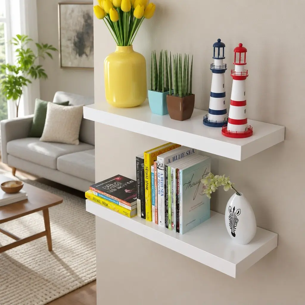 White Floating Shelves for Home Organization
