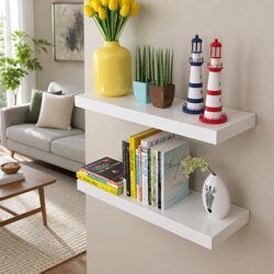 Versatile White Floating Shelves for Home Organization
