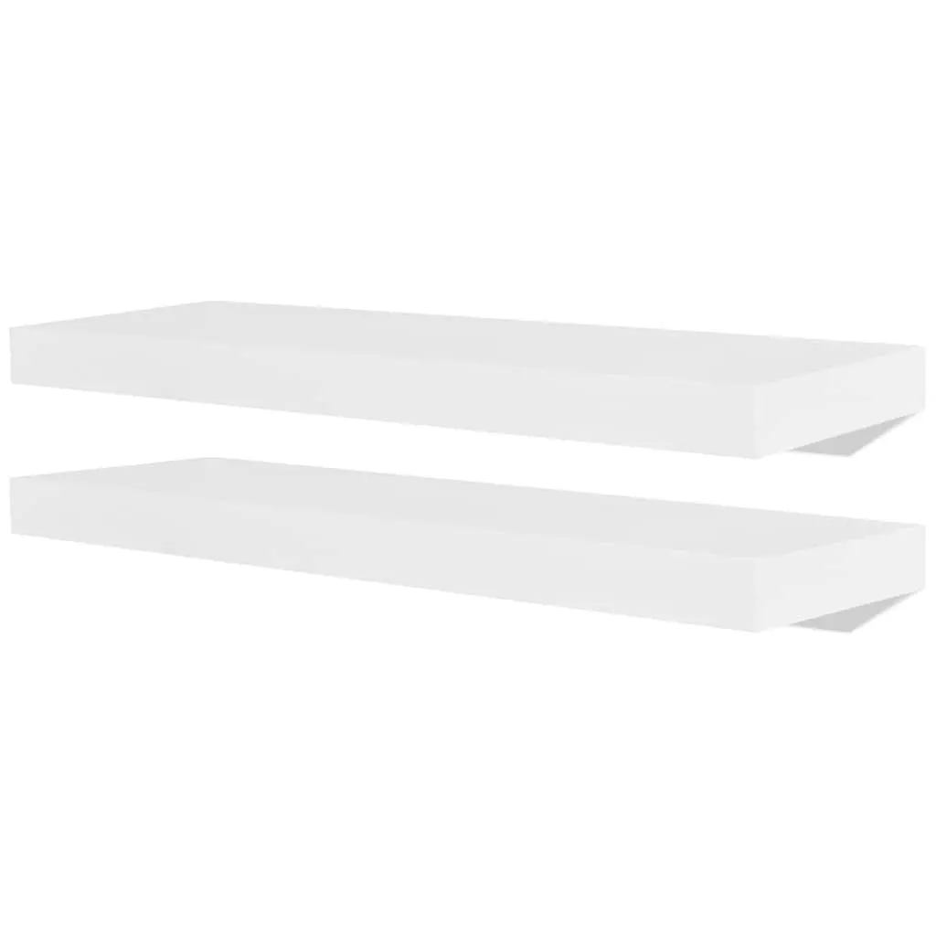 Floating Wall Display Shelves MDF White Set of 2