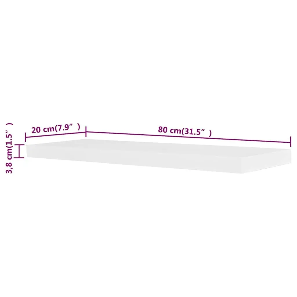 Floating Wall Display Shelves White MDF Set of 2