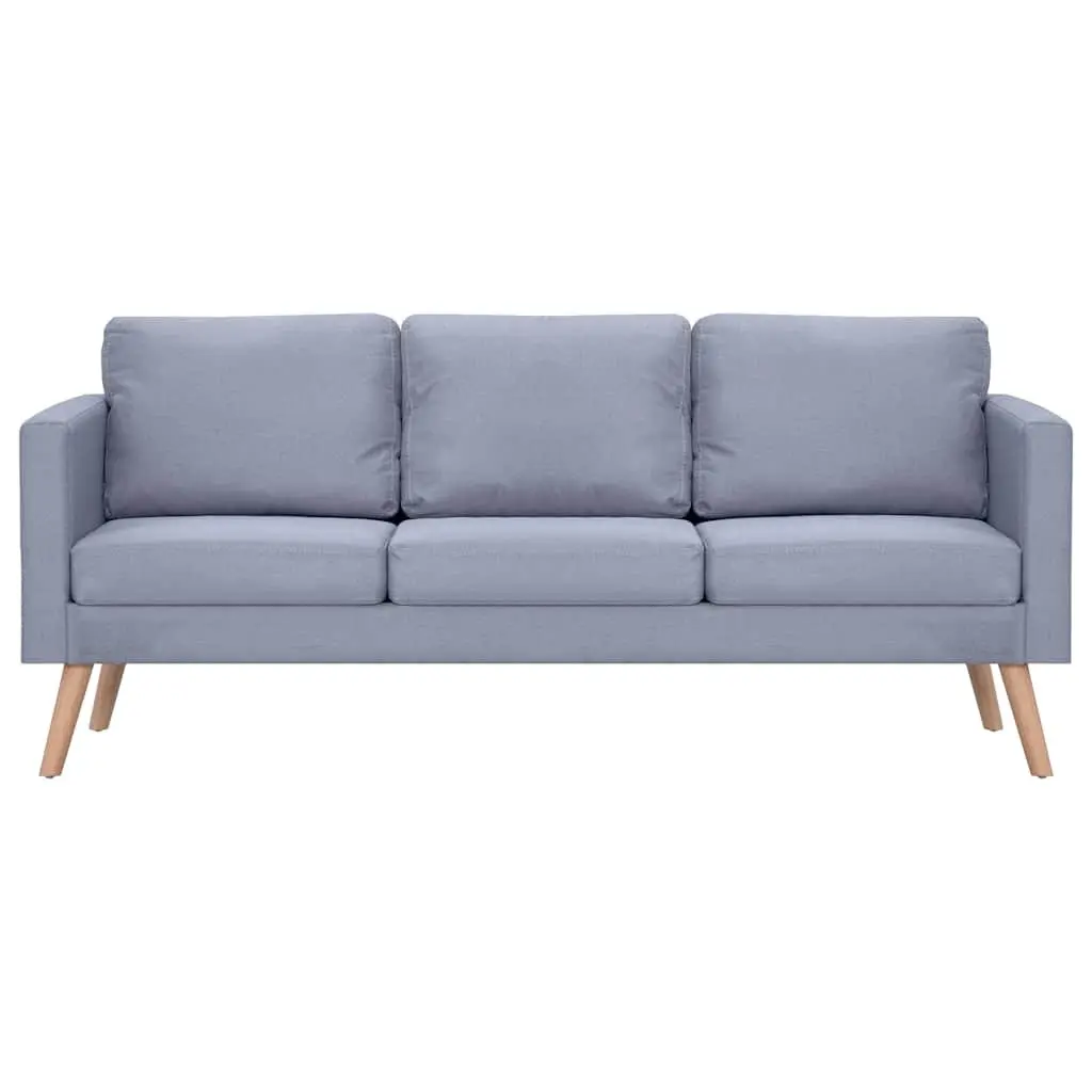 3-Seater Sofa Fabric Grey Padded Cushions Wooden Frame Living Room Furniture Removable