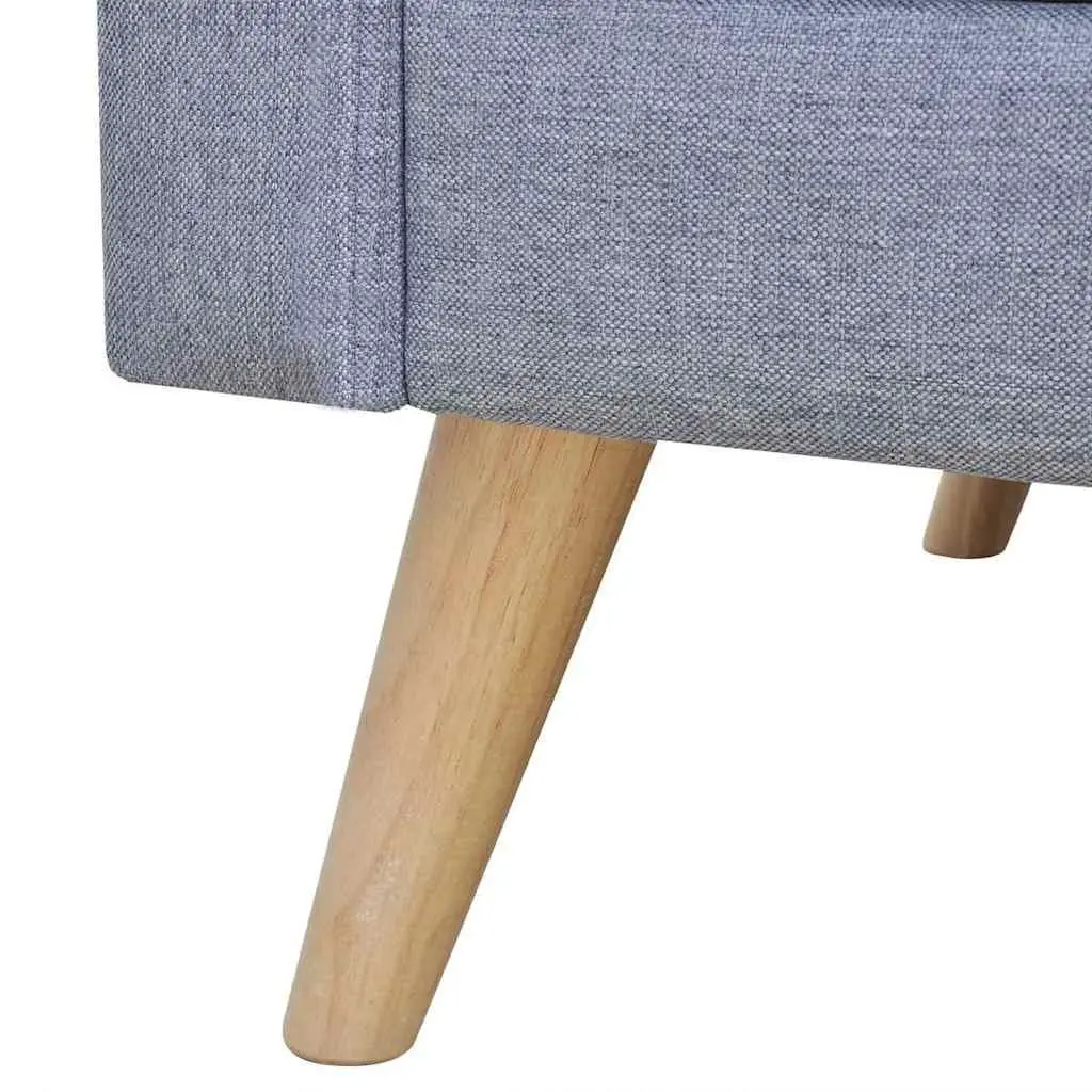 3-Seater Sofa Fabric Grey Padded Cushions Wooden Frame Living Room Furniture Removable