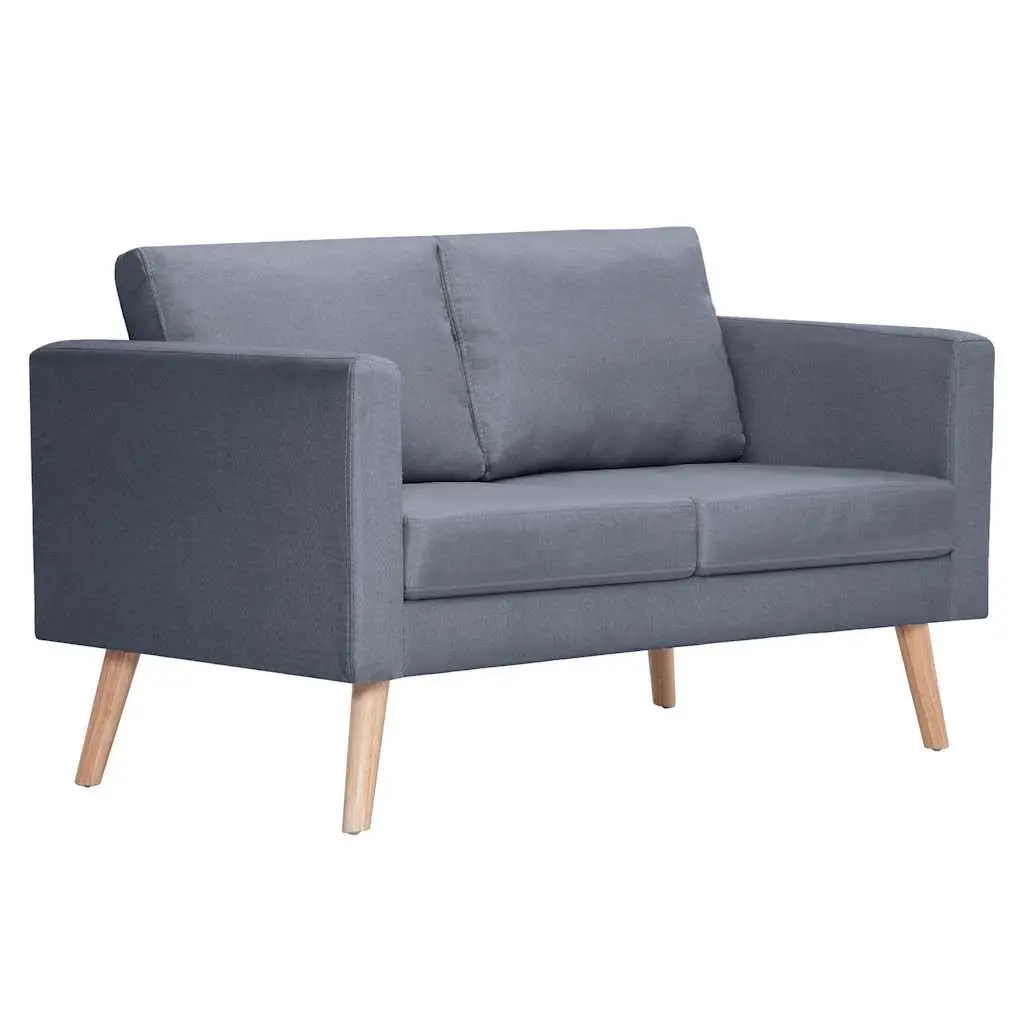 2-Seater Sofa Grey Fabric Couch Living Room Furniture Comfortable Padded Seating