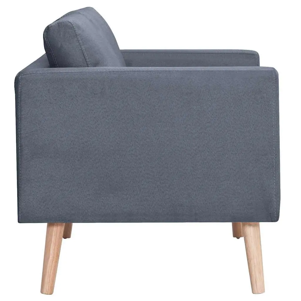 3-Seater Sofa Grey Fabric Couch Padded Cushions Removable Covers Living Room