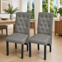 Practical Dining Chair Set of 2 in Light Grey for Kitchen Use