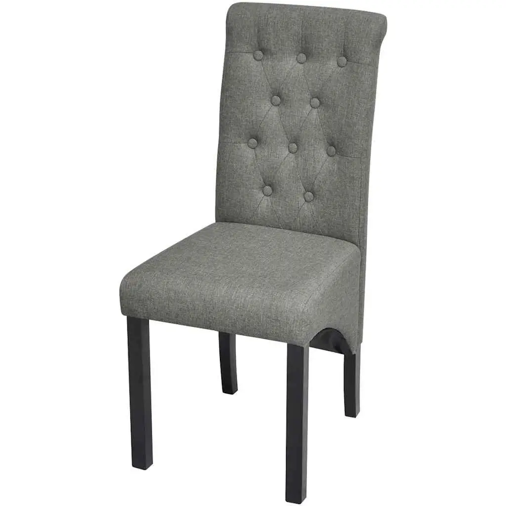 Dining Chairs Upholstered Light Grey Fabric Wooden Legs Set of 2
