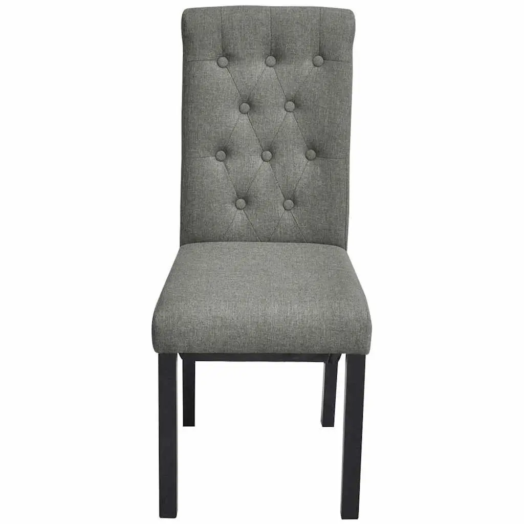 Dining Chairs Upholstered Light Grey Fabric Wooden Legs Set of 2