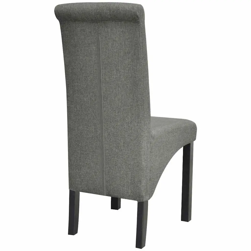 Dining Chairs Upholstered Light Grey Fabric Wooden Legs Set of 2