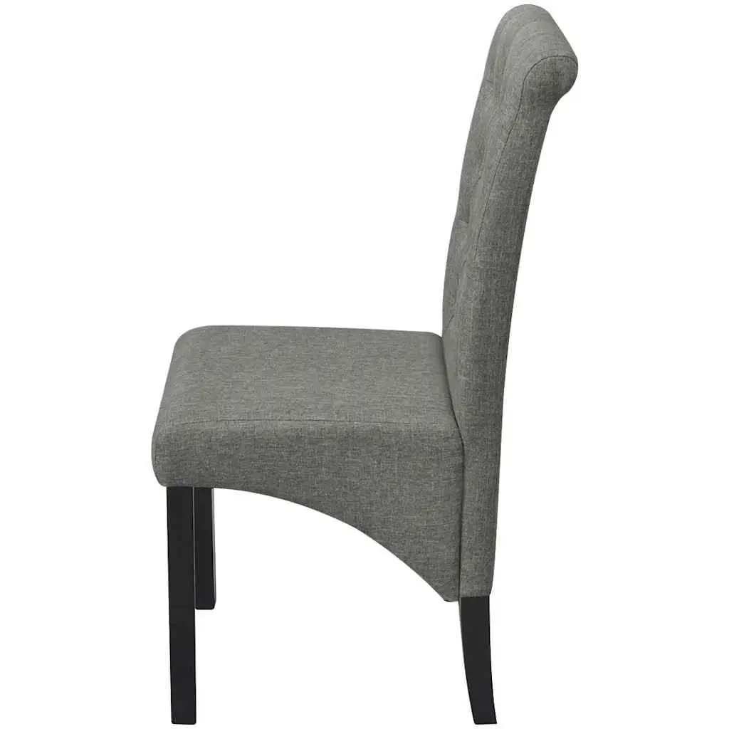Dining Chairs Upholstered Light Grey Fabric Wooden Legs Set of 2