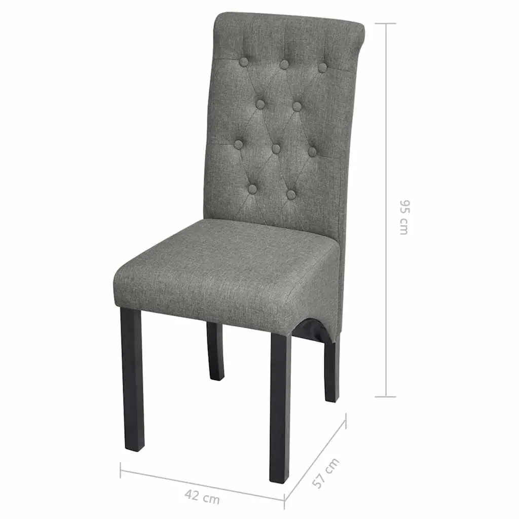 Dining Chairs Upholstered Light Grey Fabric Wooden Legs Set of 2